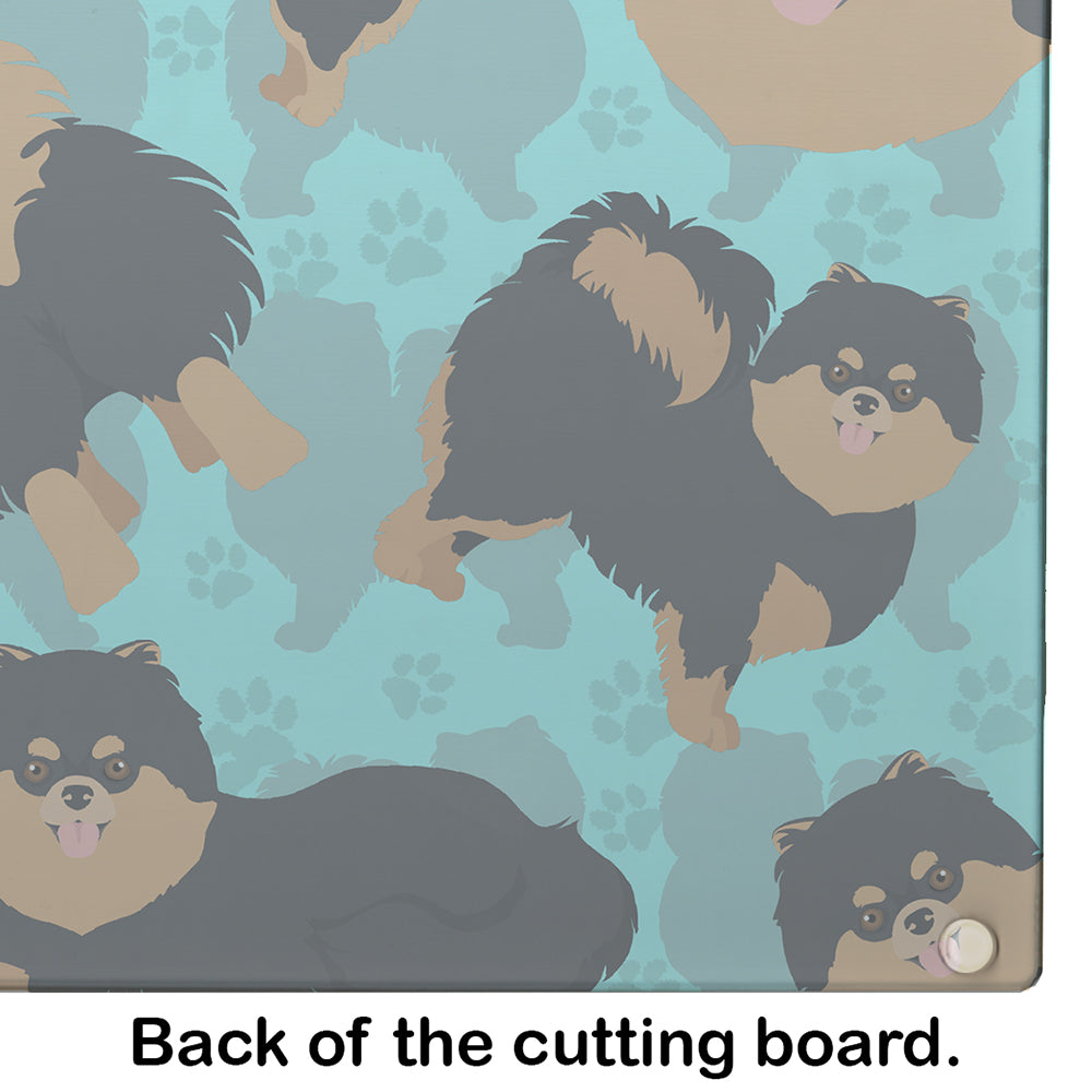 Black and Tan Pomeranian Glass Cutting Board Large - the-store.com