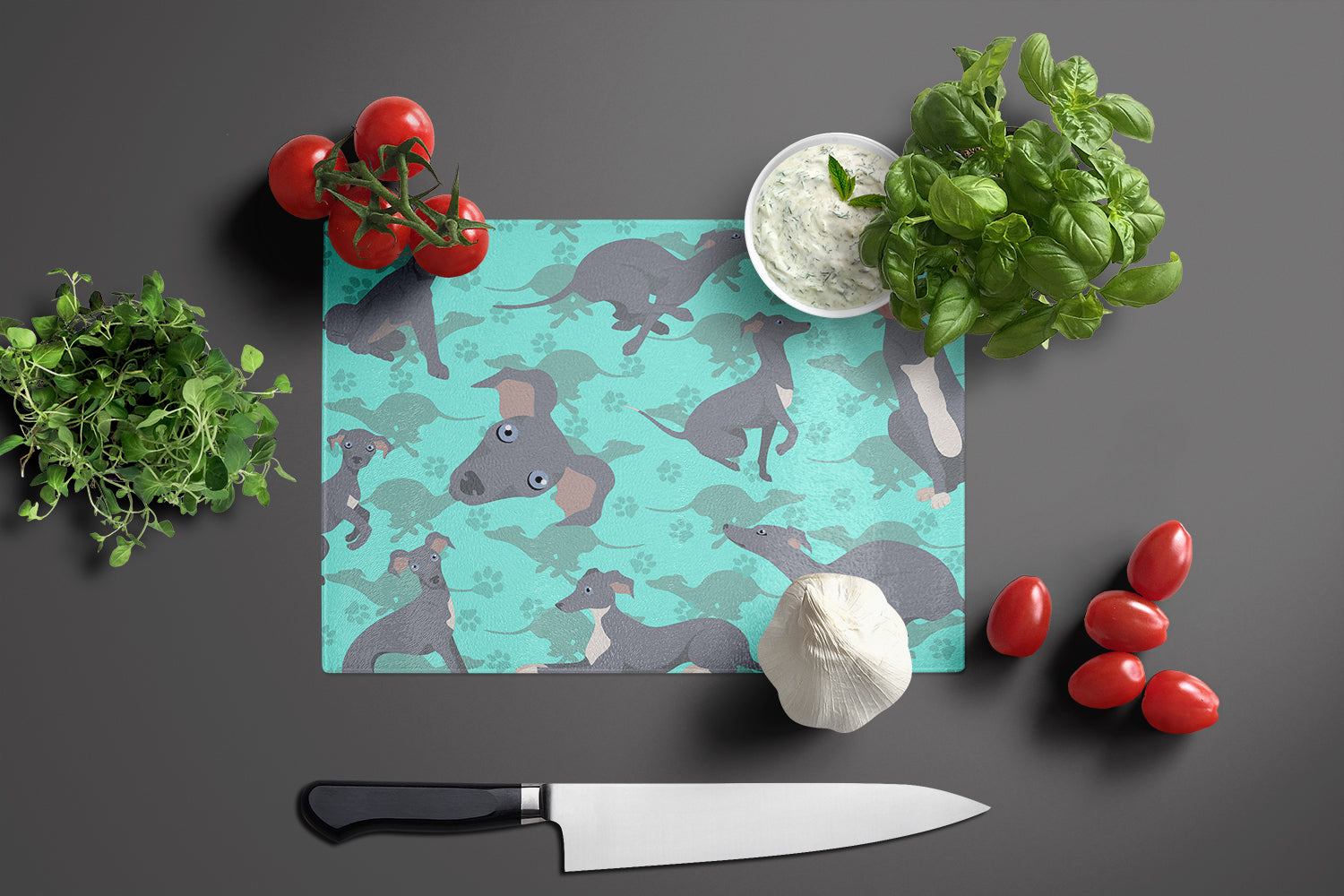 Italian Greyhound Glass Cutting Board Large - the-store.com