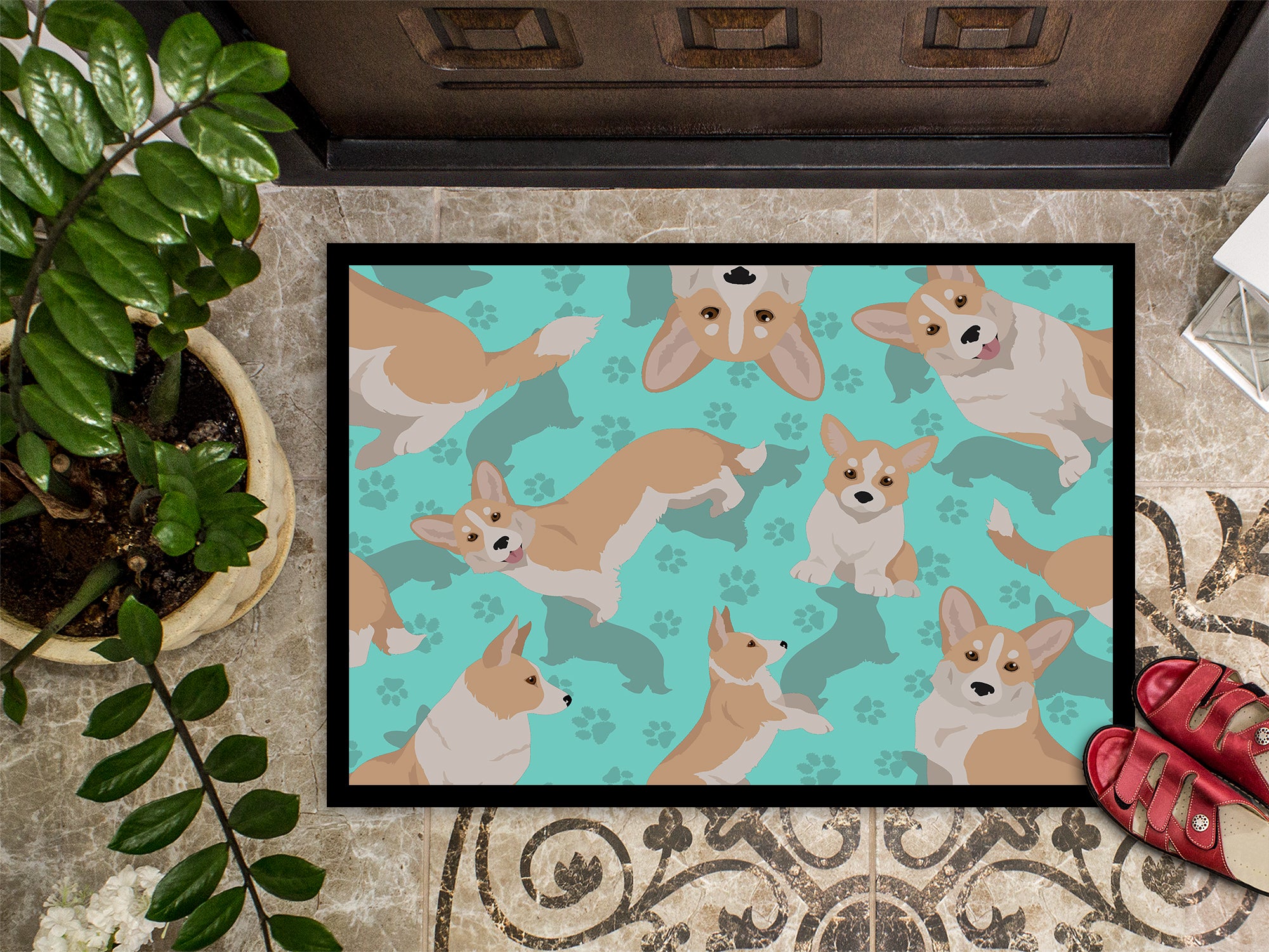 Fawn Cardigan Corgi Indoor or Outdoor Mat 24x36 - the-store.com