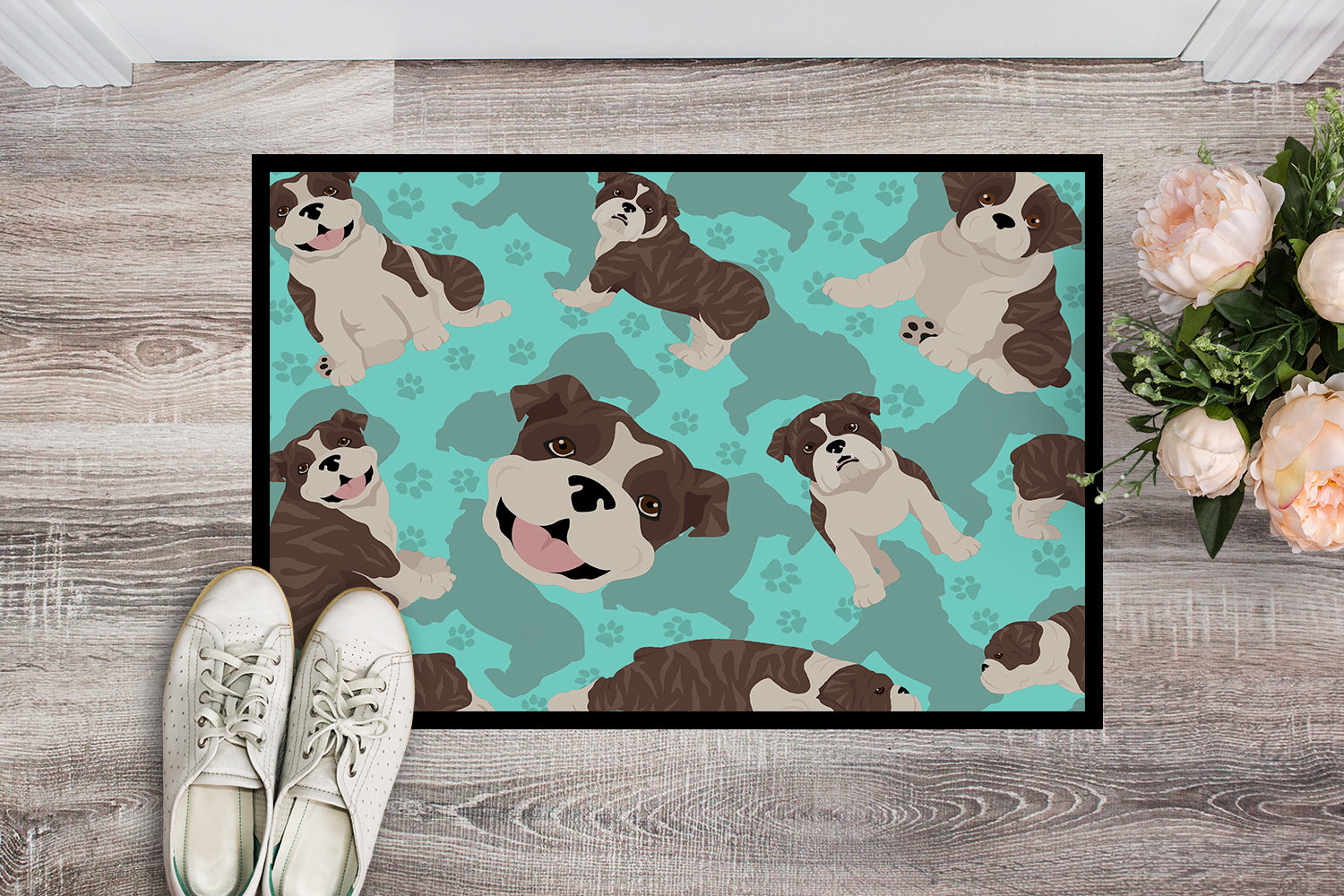 Buy this Brindle English Bulldog Indoor or Outdoor Mat 24x36