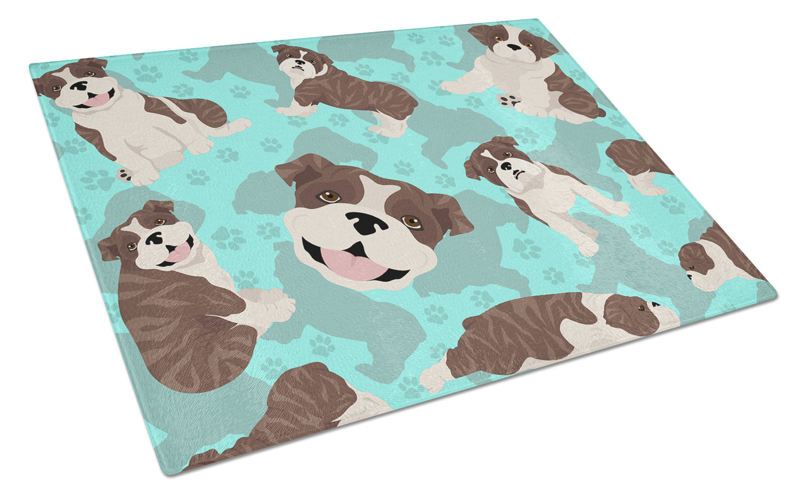 Buy this Brindle English Bulldog Glass Cutting Board Large