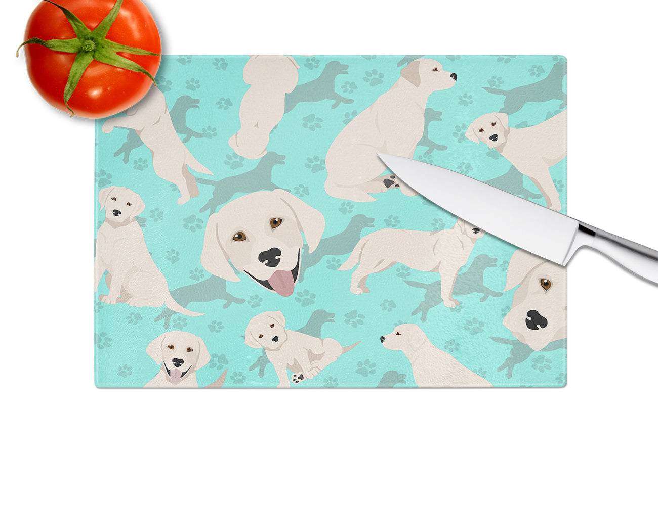 White Cream Labrador Retriever Glass Cutting Board Large - the-store.com