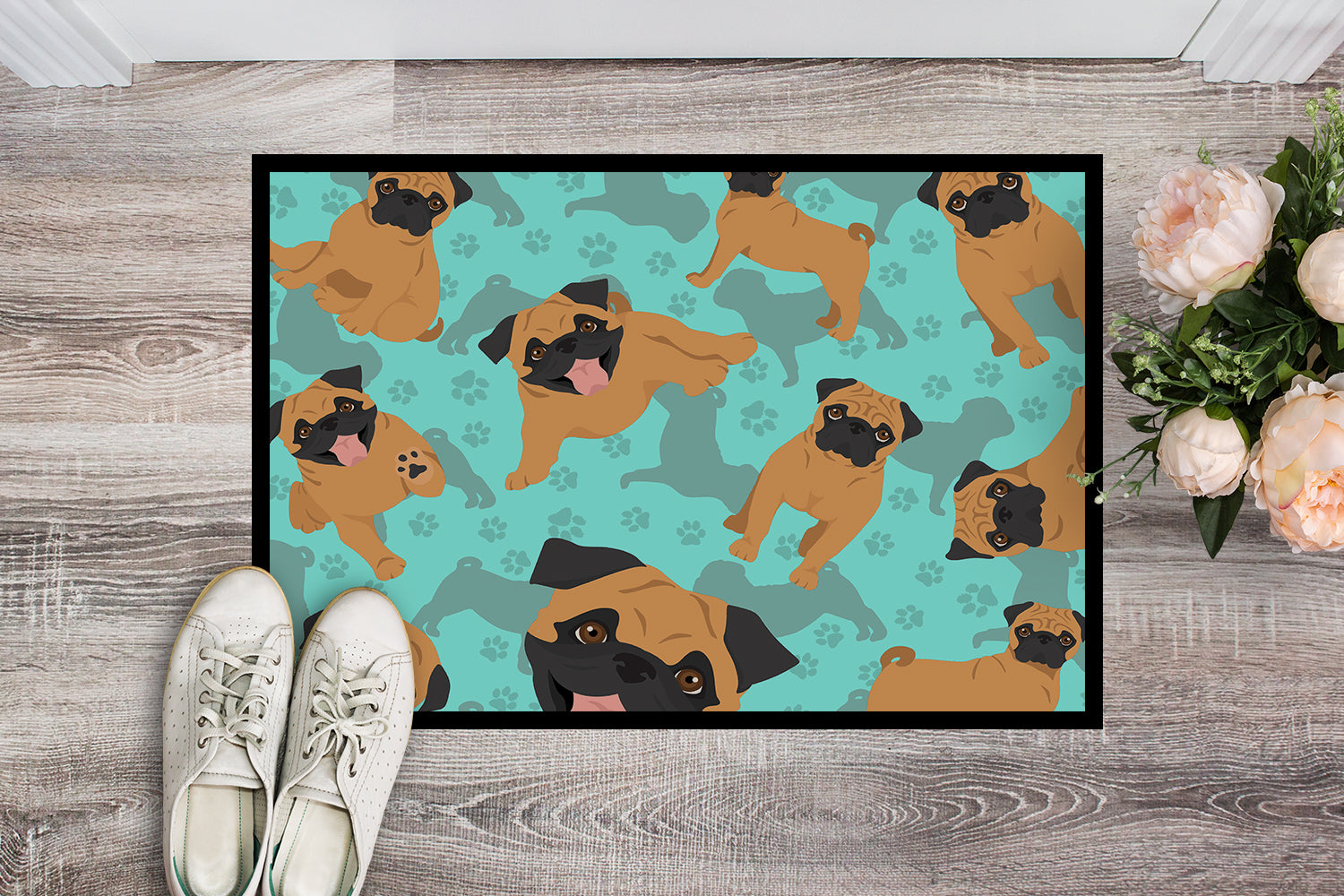 Buy this Apricot Pug Indoor or Outdoor Mat 24x36