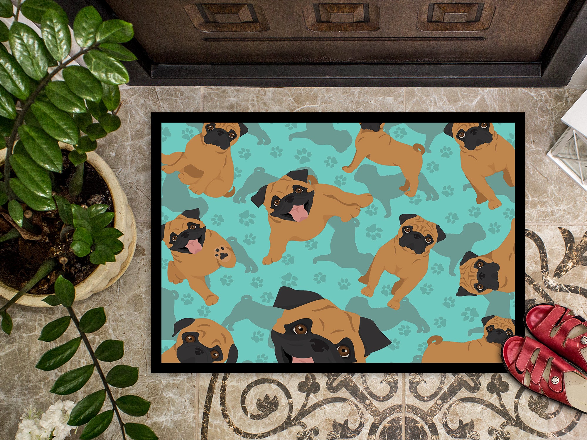 Apricot Pug Indoor or Outdoor Mat 24x36 - the-store.com