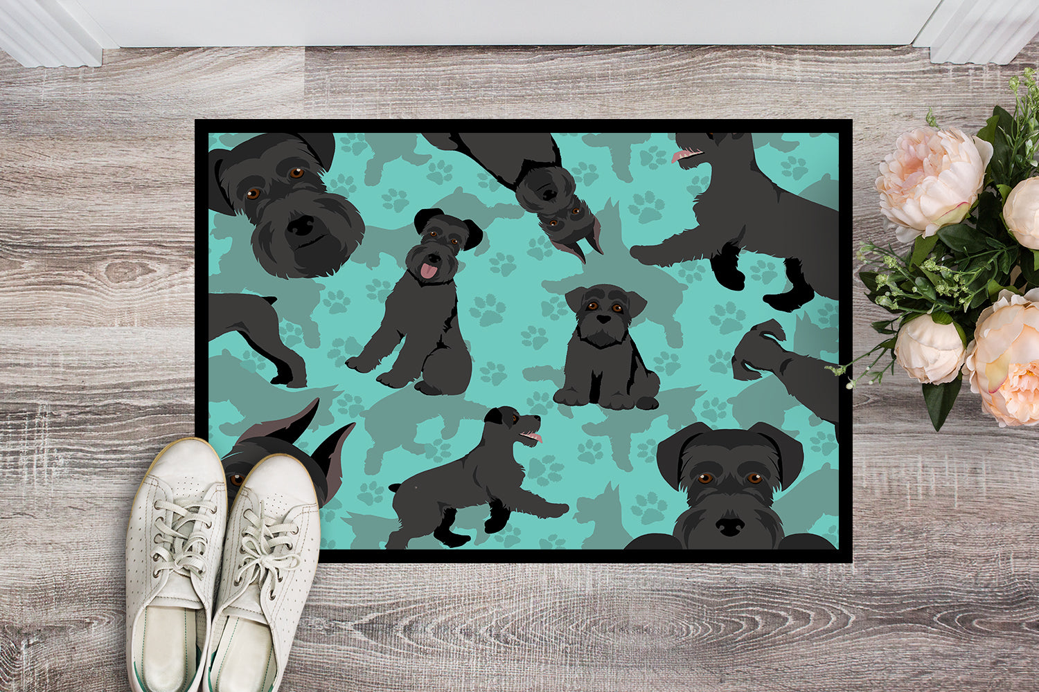 Black Schnauzer Indoor or Outdoor Mat 24x36 - the-store.com