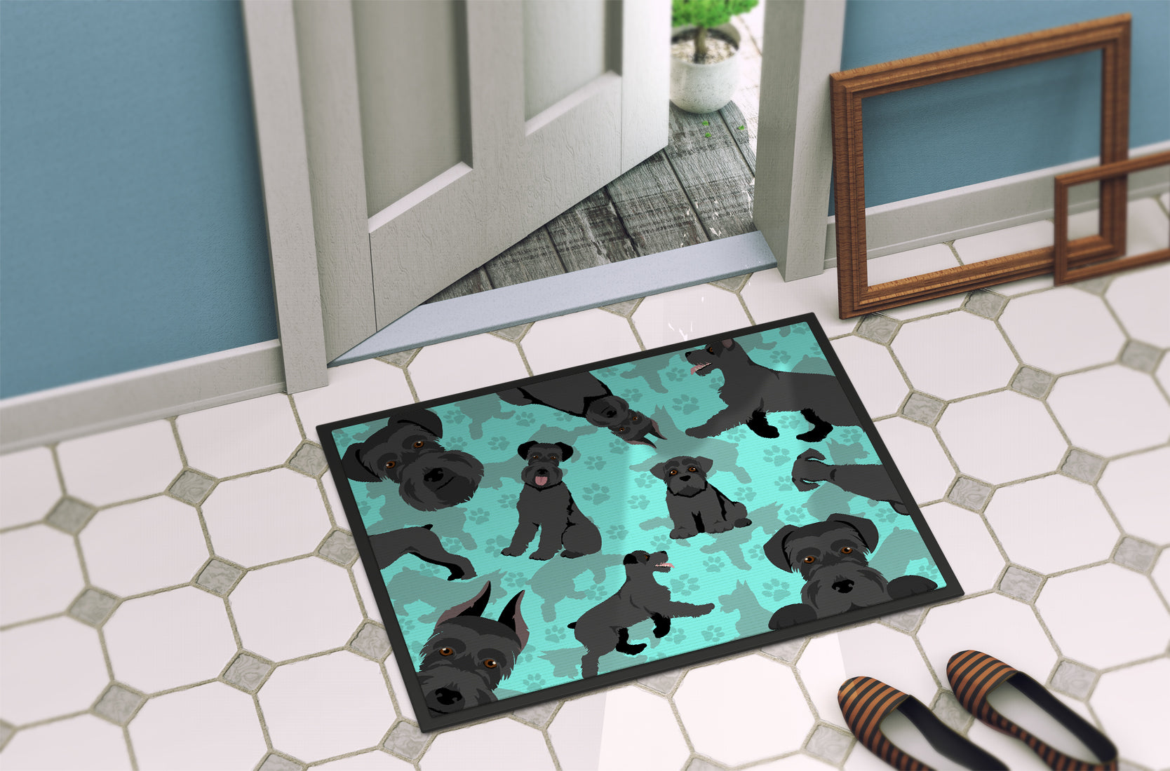 Black Schnauzer Indoor or Outdoor Mat 24x36 - the-store.com