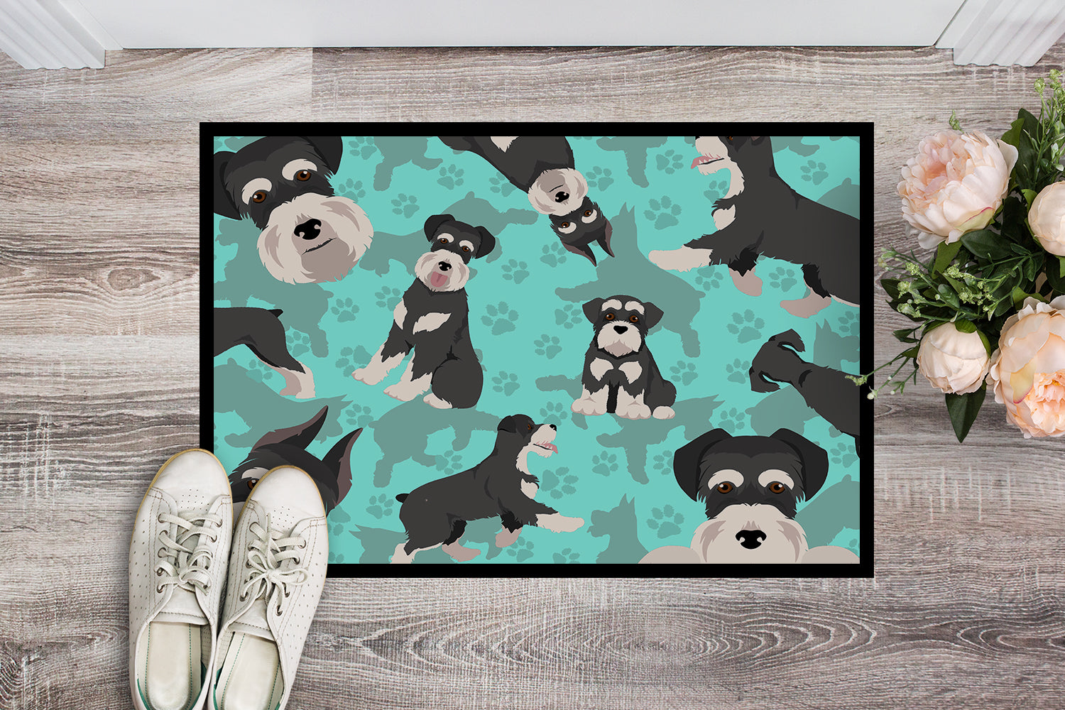 Black and Silver Schnauzer Indoor or Outdoor Mat 24x36 - the-store.com