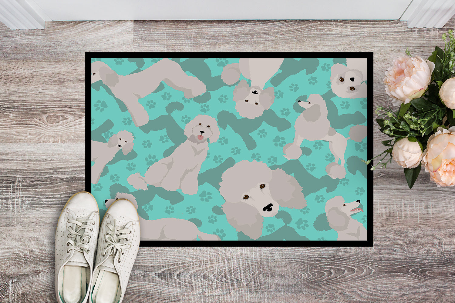 White Standard Poodle Indoor or Outdoor Mat 24x36 - the-store.com