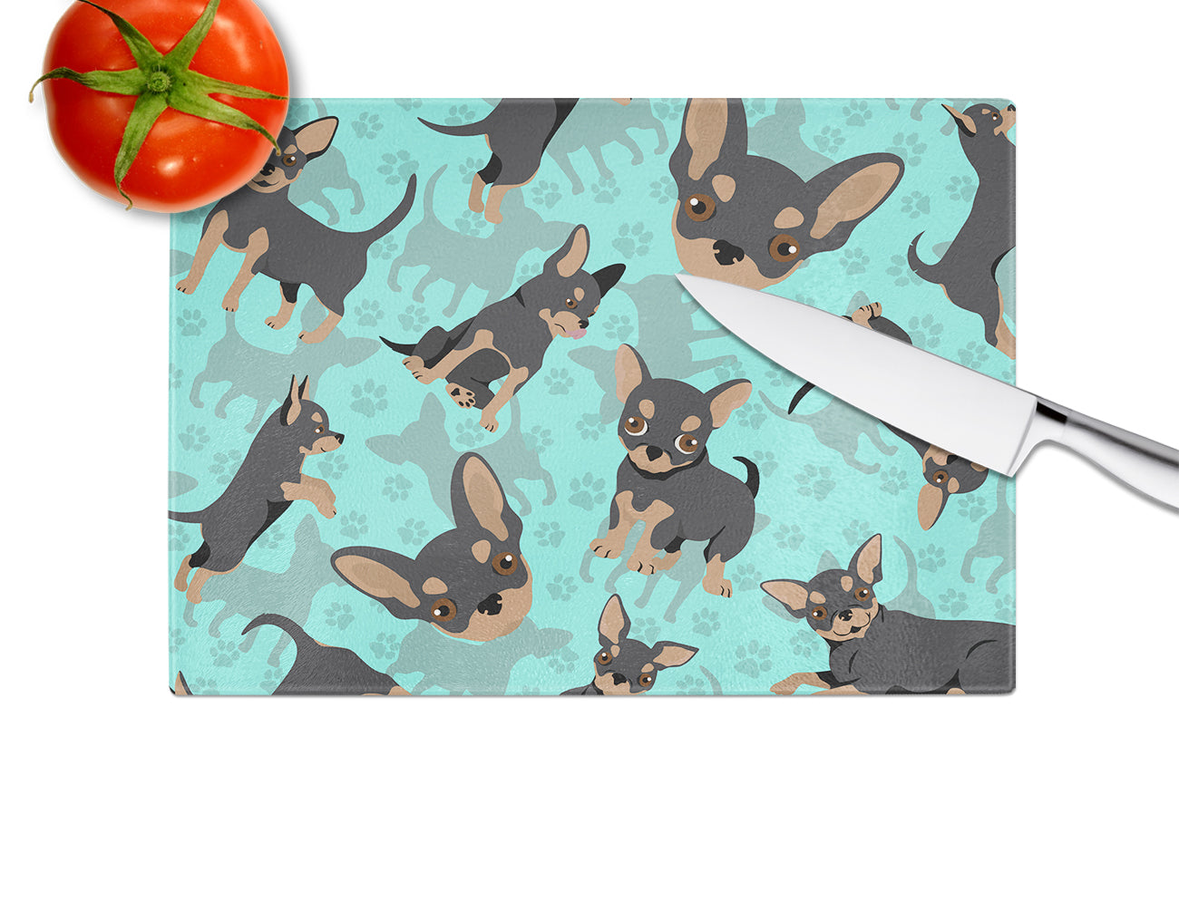 Black and Tan Chihuahua Glass Cutting Board Large - the-store.com