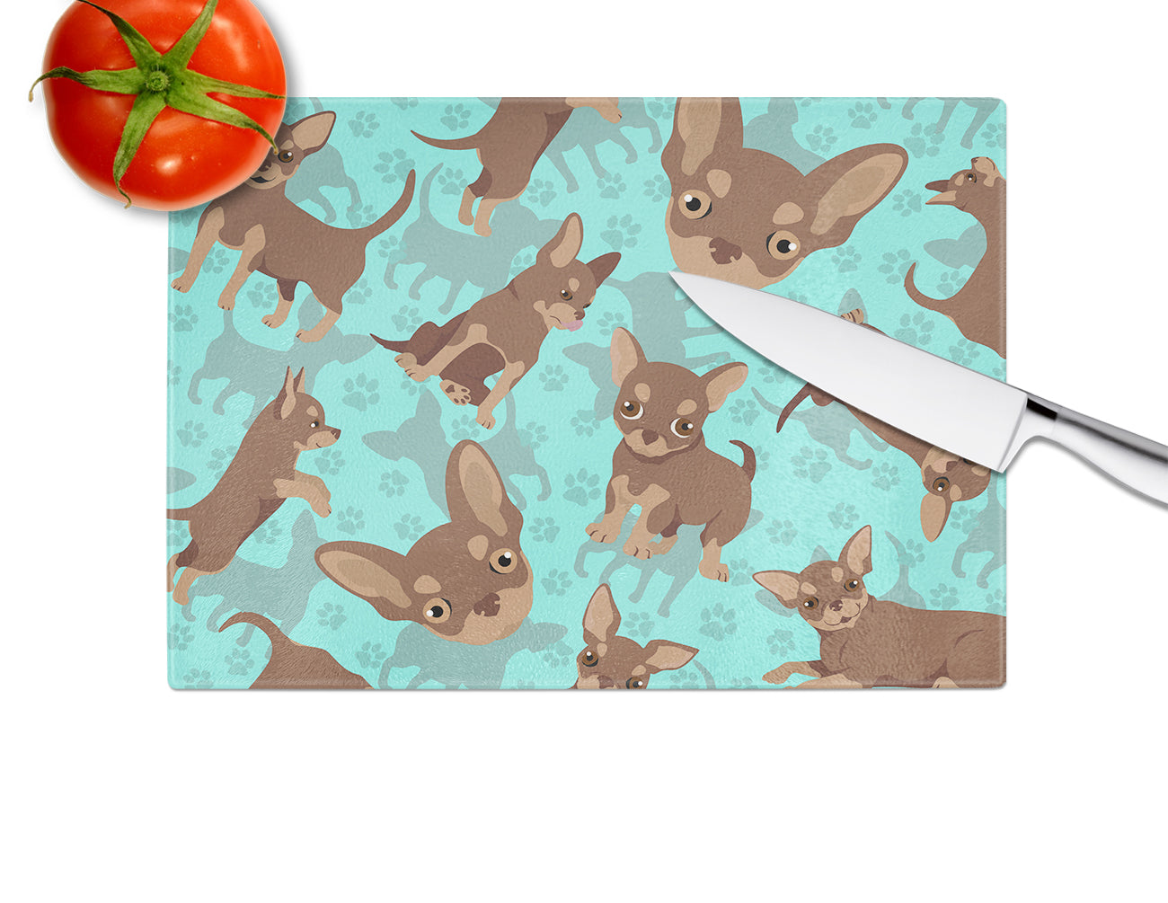 Chocolate Chihuahua Glass Cutting Board Large - the-store.com