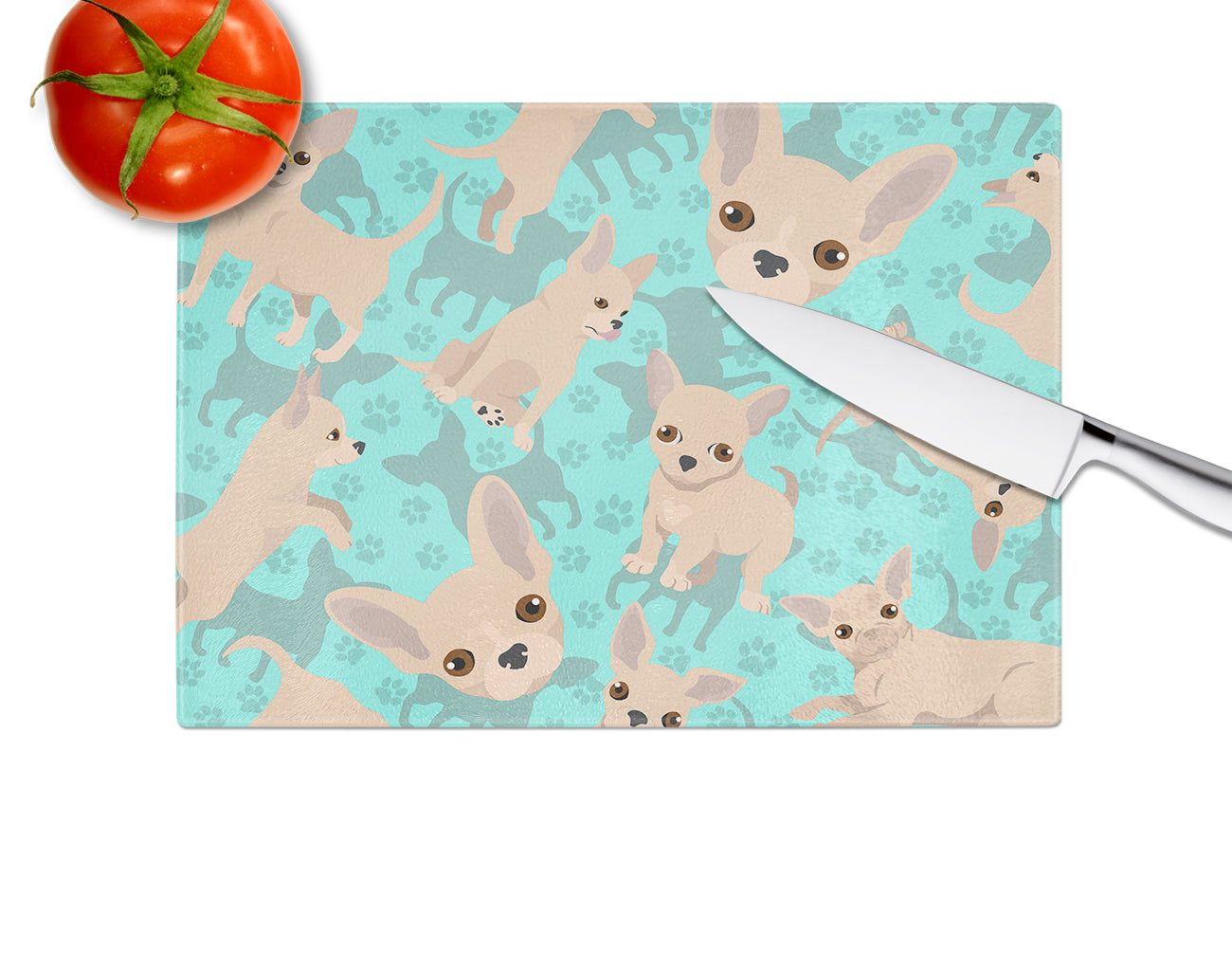 Cream Chihuahua Glass Cutting Board Large - the-store.com