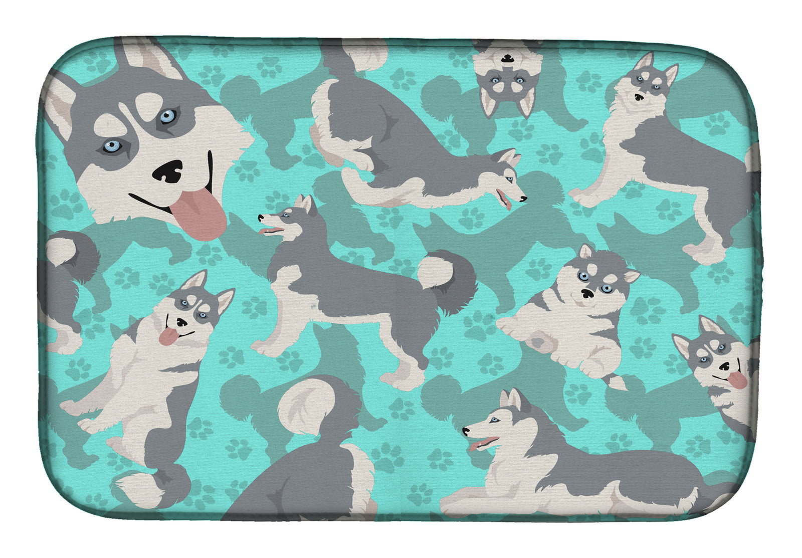 Grey Siberian Husky Dish Drying Mat  the-store.com.