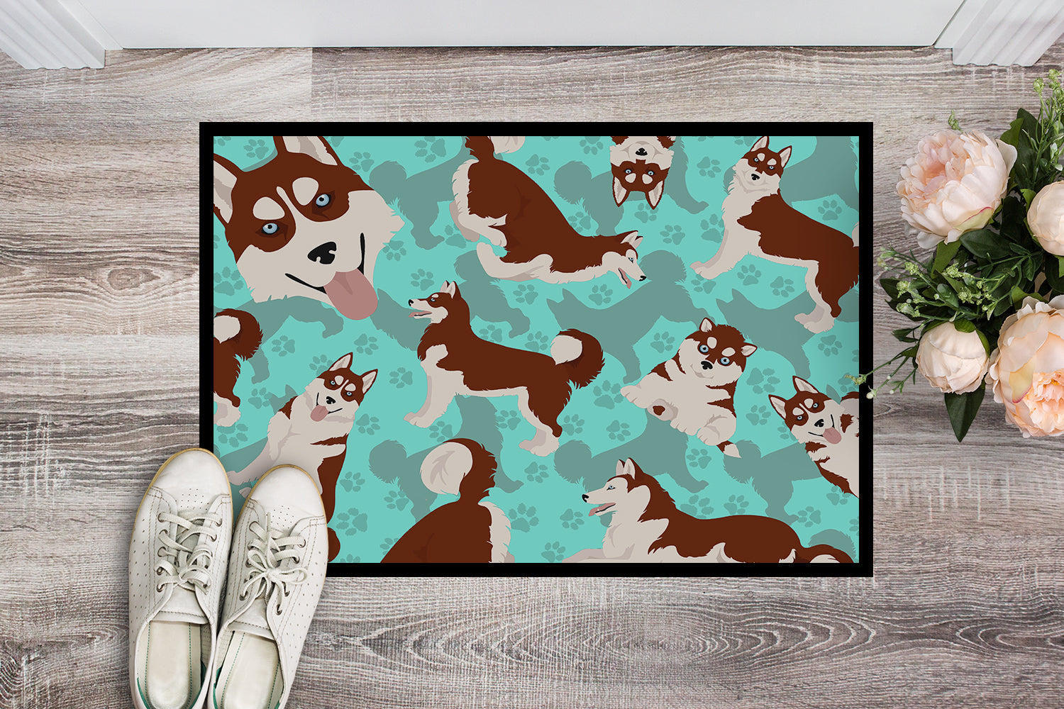 Buy this Red Siberian Husky Indoor or Outdoor Mat 24x36