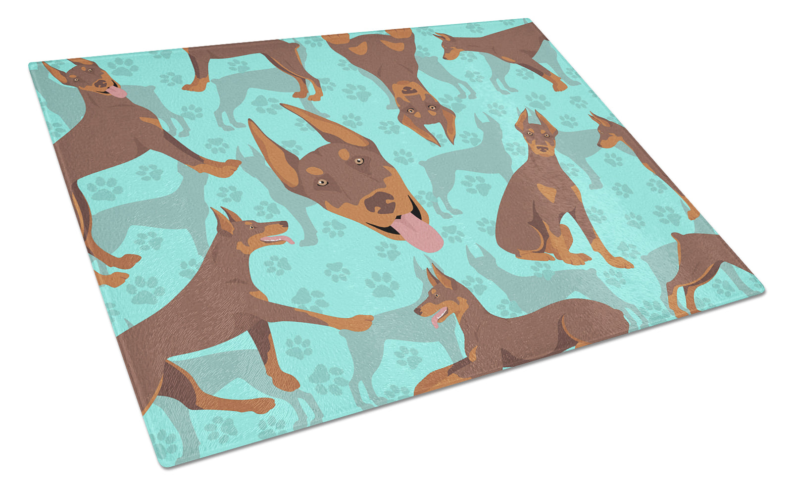 Buy this Red Doberman Pinscher Glass Cutting Board Large