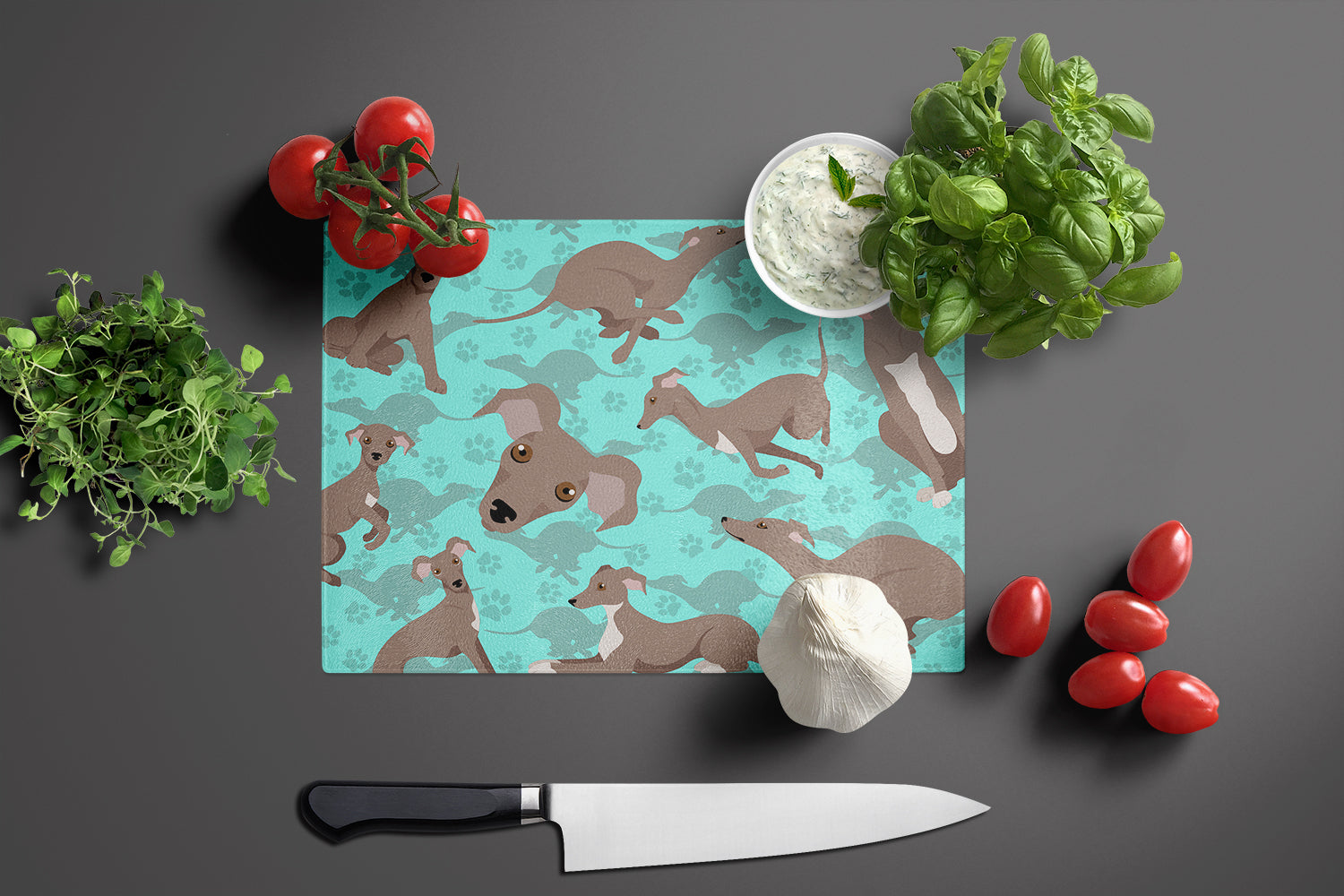 Fawn Italian Greyhound Glass Cutting Board Large - the-store.com