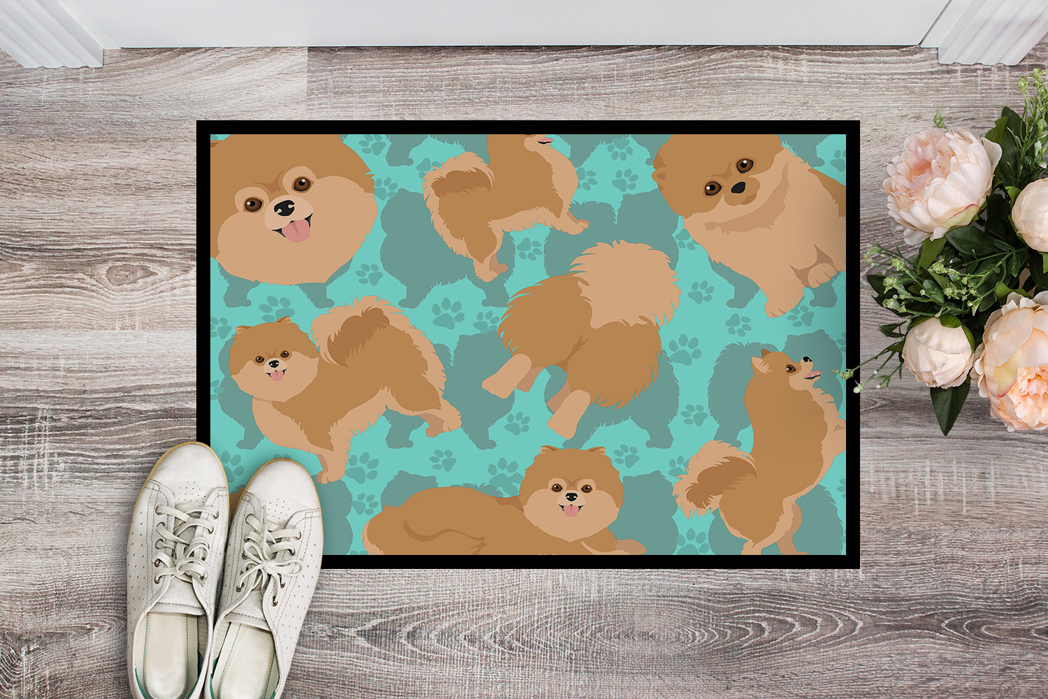 Buy this Orange Pomeranian Indoor or Outdoor Mat 24x36