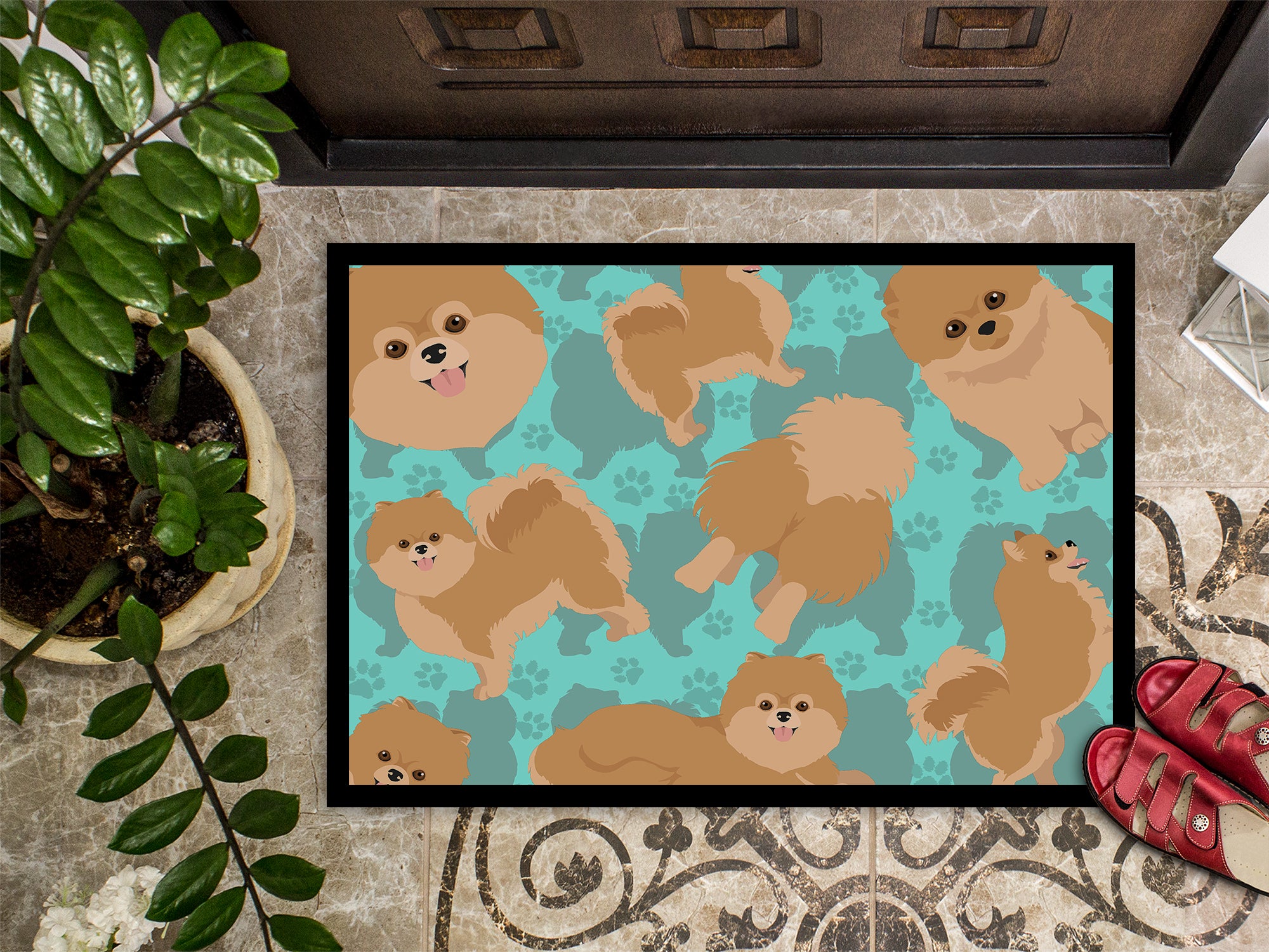 Orange Pomeranian Indoor or Outdoor Mat 24x36 - the-store.com