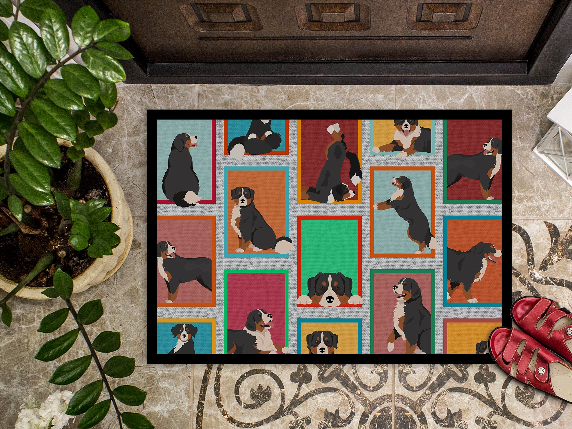 Lots of Bernese Mountain Dog Indoor or Outdoor Mat 24x36 - the-store.com