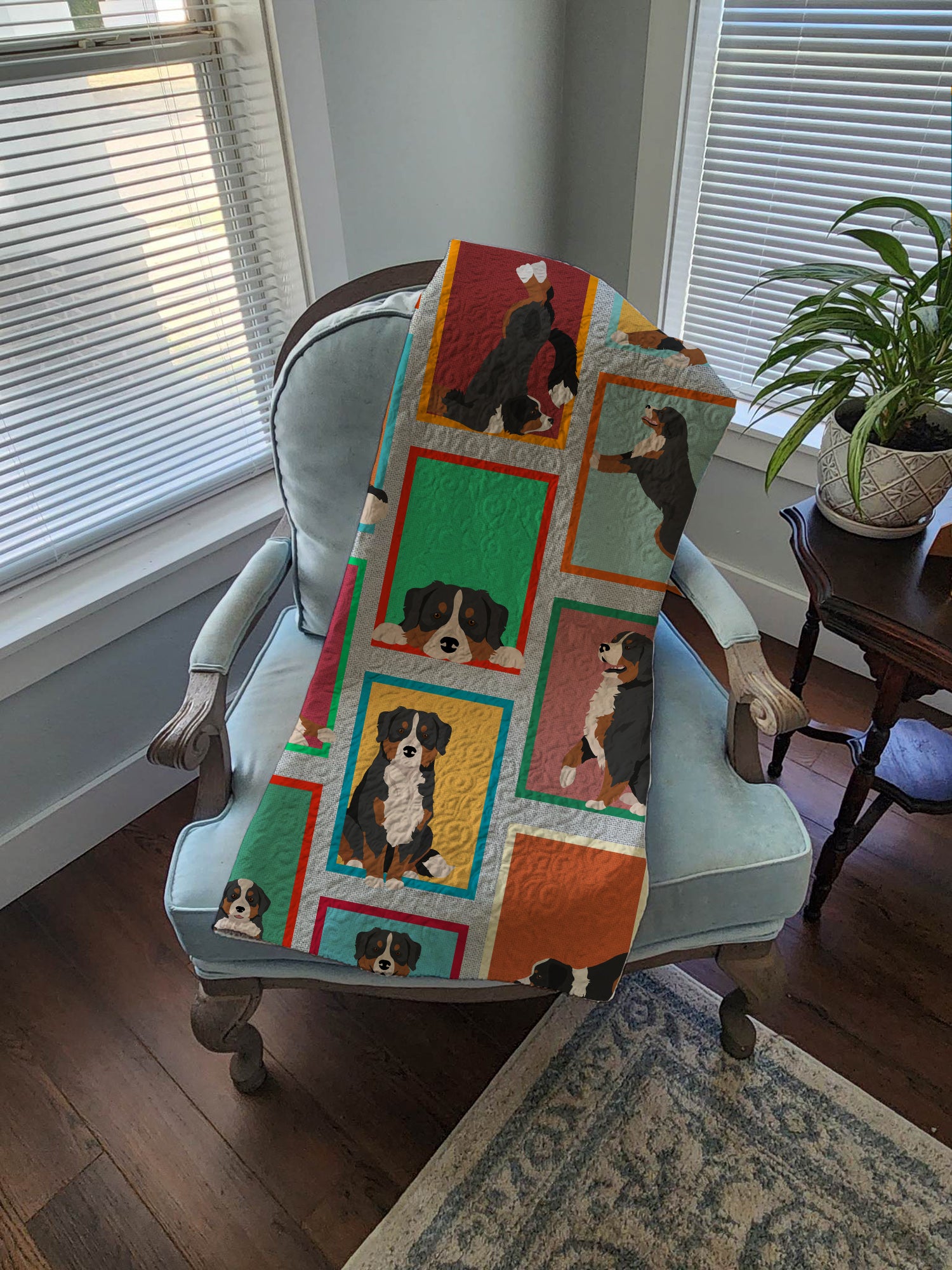 Lots of Bernese Mountain Dog Quilted Blanket 50x60 - the-store.com