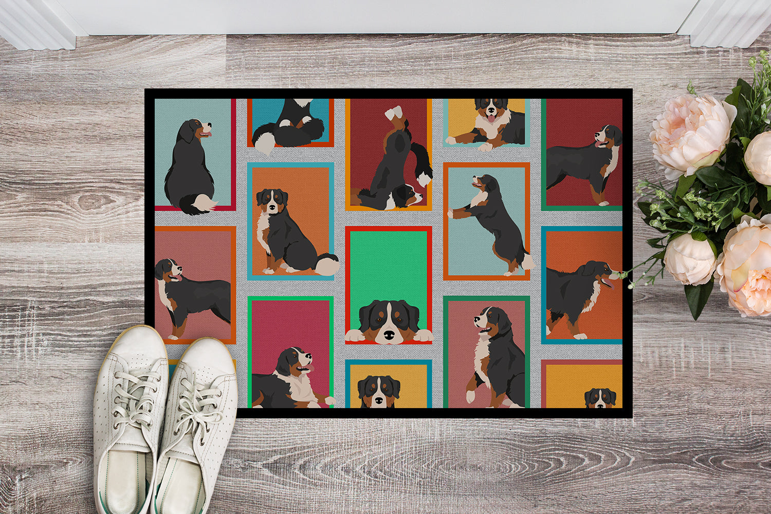 Buy this Lots of Bernese Mountain Dog Indoor or Outdoor Mat 18x27