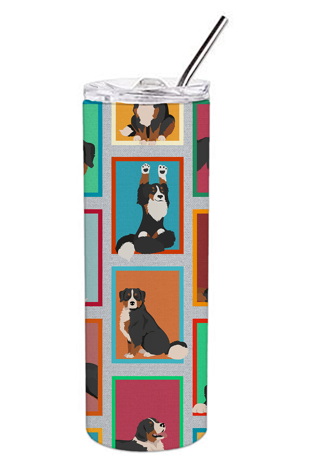 Lots of Bernese Mountain Dog Stainless Steel 20 oz Skinny Tumbler - the-store.com