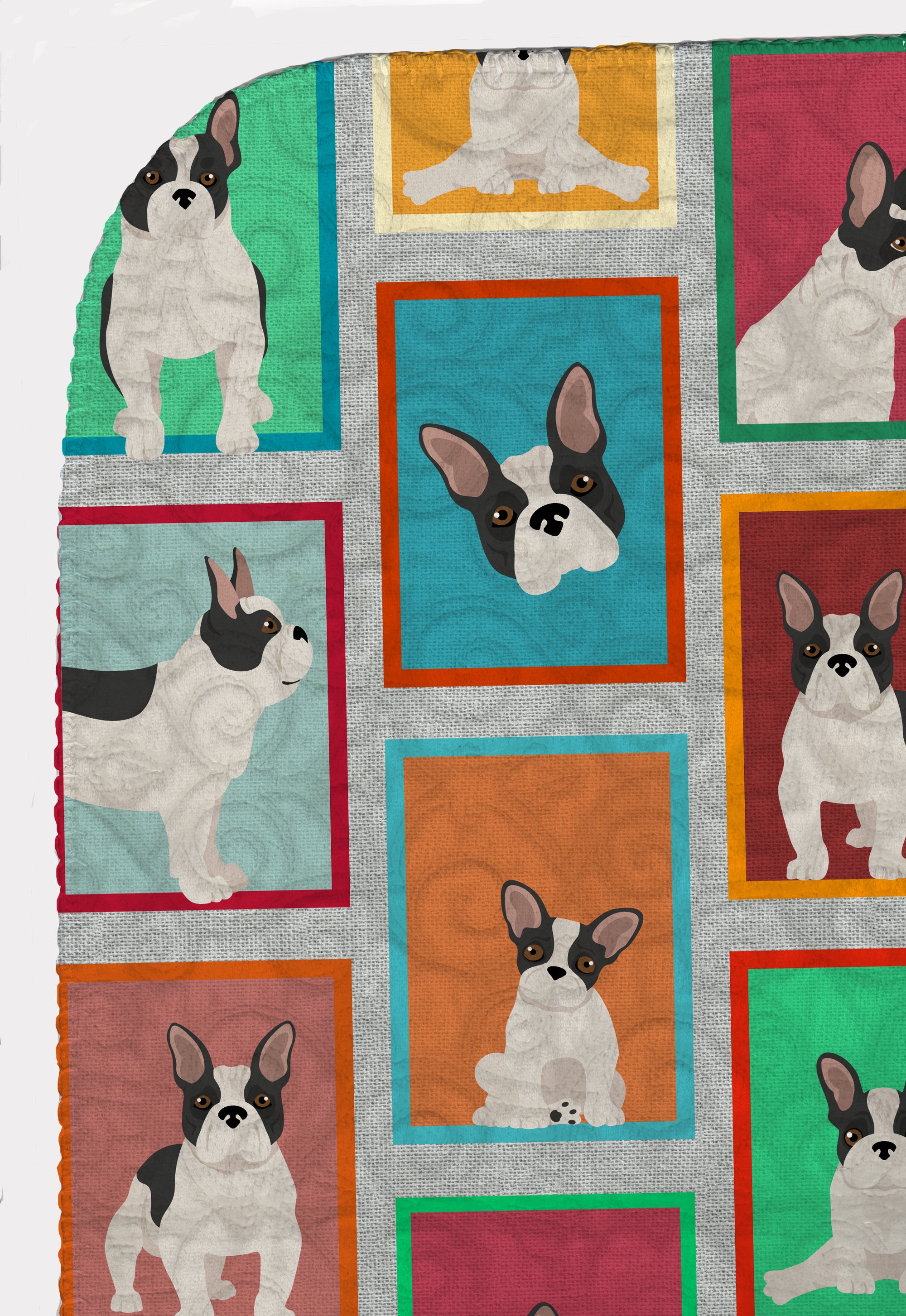 Lots of Black and White French Bulldog Quilted Blanket 50x60 - the-store.com