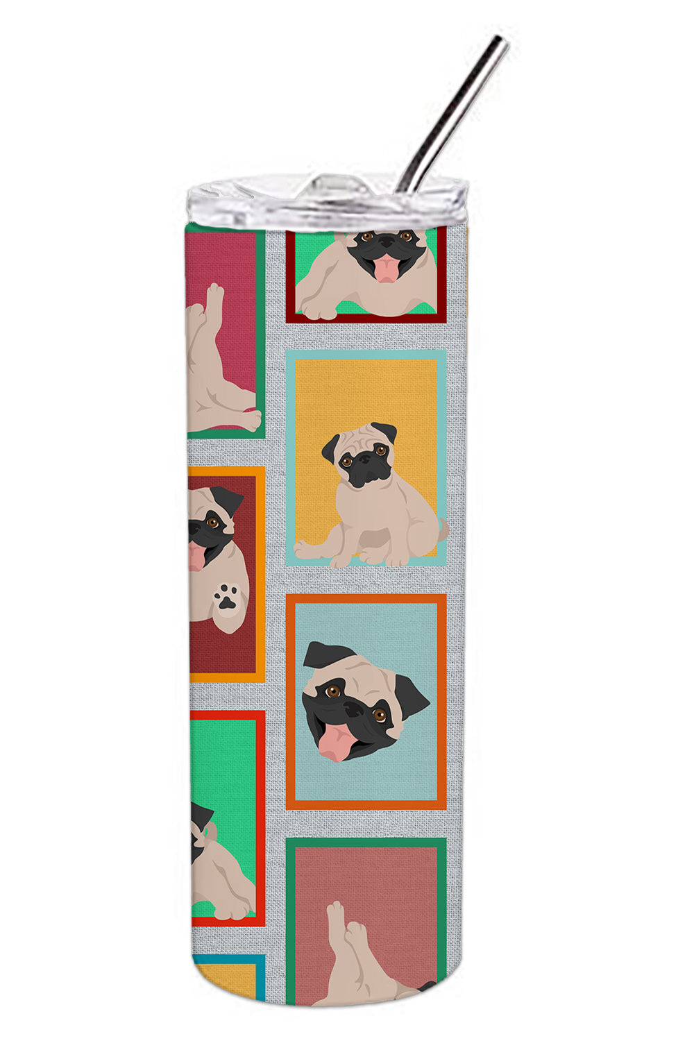 Lots of Fawn Pug Stainless Steel 20 oz Skinny Tumbler - the-store.com