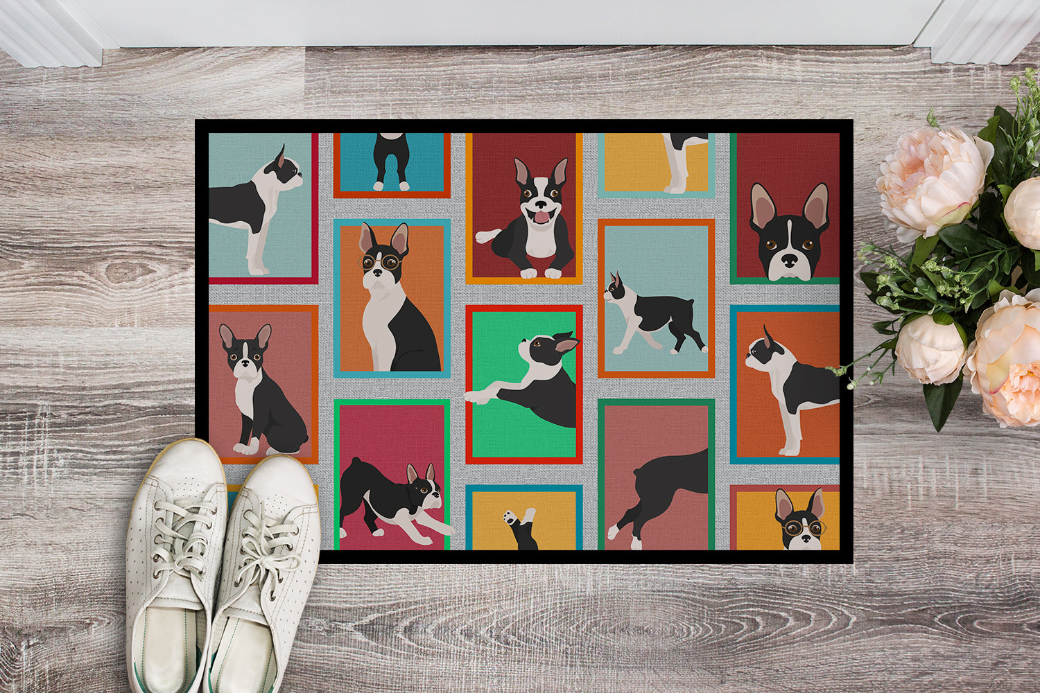 Lots of Boston Terrier Indoor or Outdoor Mat 18x27 - the-store.com