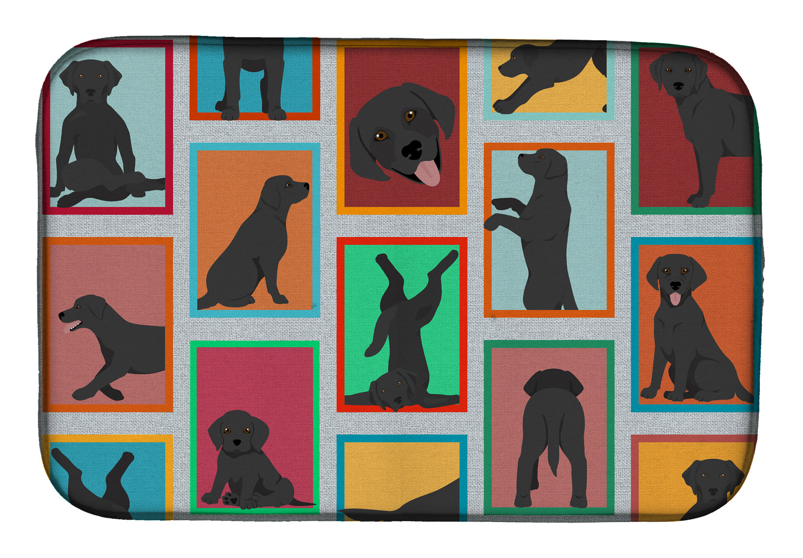 Lots of Black Labrador Retriever Dish Drying Mat  the-store.com.