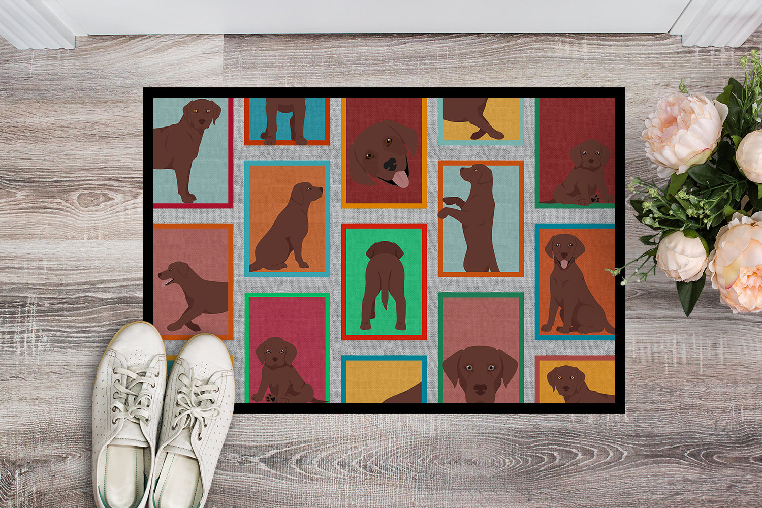 Lots of Chocolate Labrador Retriever Indoor or Outdoor Mat 24x36 - the-store.com