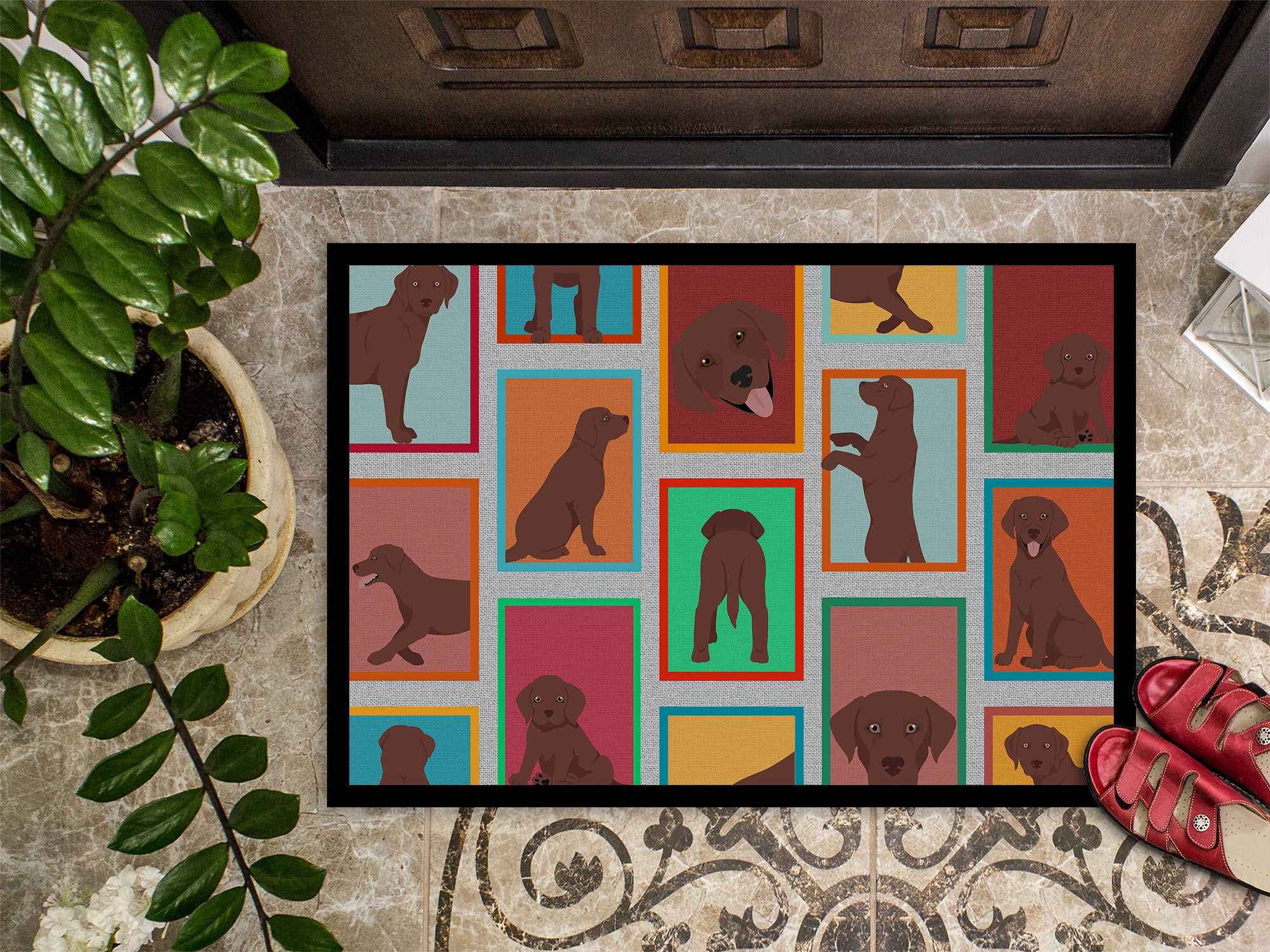 Lots of Chocolate Labrador Retriever Indoor or Outdoor Mat 24x36 - the-store.com