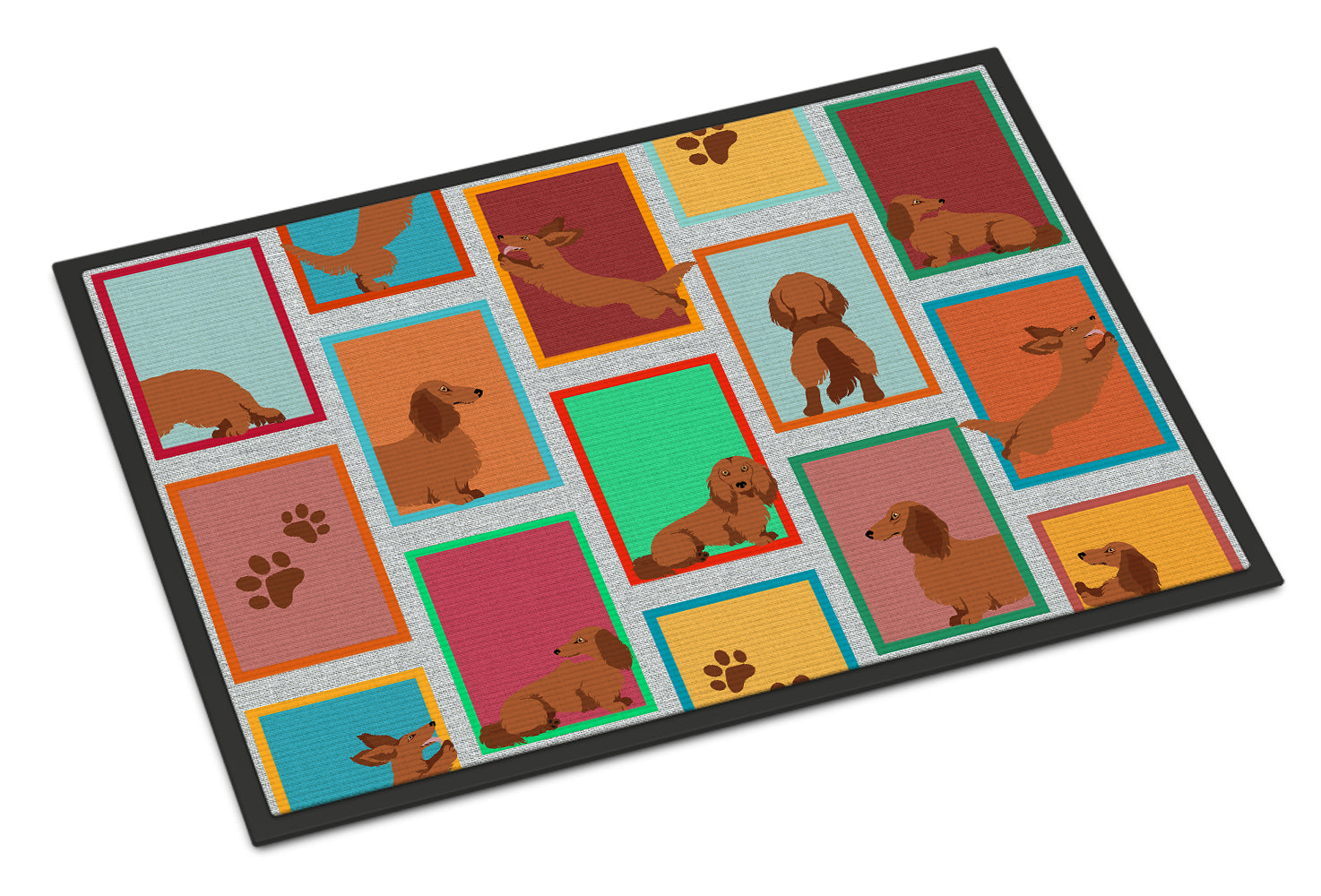 Buy this Lots of Longhaired Red Dachshund Indoor or Outdoor Mat 24x36