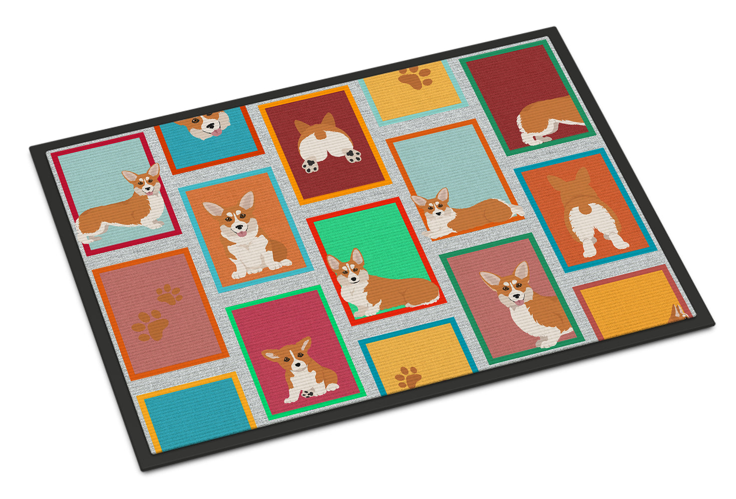 Buy this Lots of Red and White Pembroke Corgi Indoor or Outdoor Mat 18x27