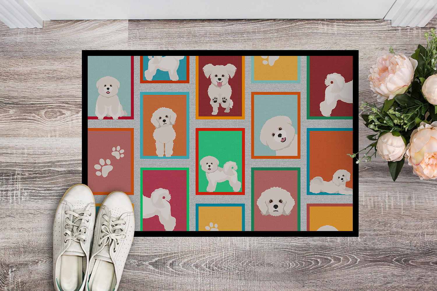 Lots of Bichon Frise Indoor or Outdoor Mat 24x36 - the-store.com