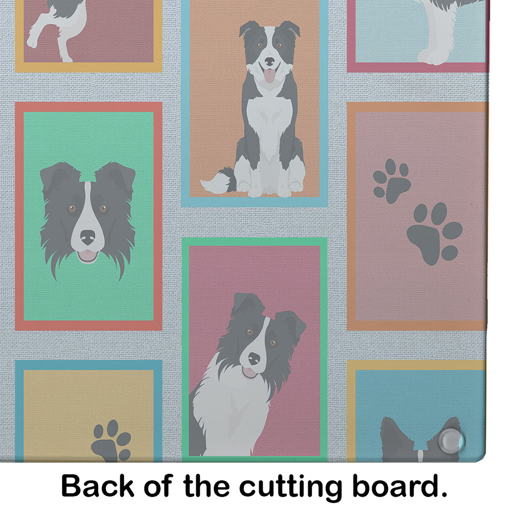 Lots of Border Collie Glass Cutting Board Large - the-store.com