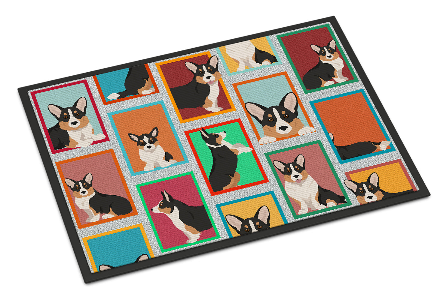 Buy this Lots of Tricolor Cardigan Corgi Indoor or Outdoor Mat 24x36