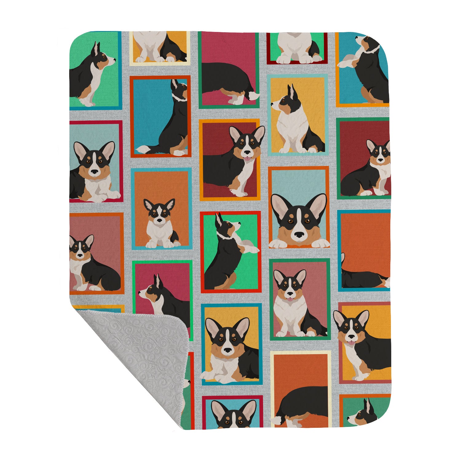 Buy this Lots of Tricolor Cardigan Corgi Quilted Blanket 50x60