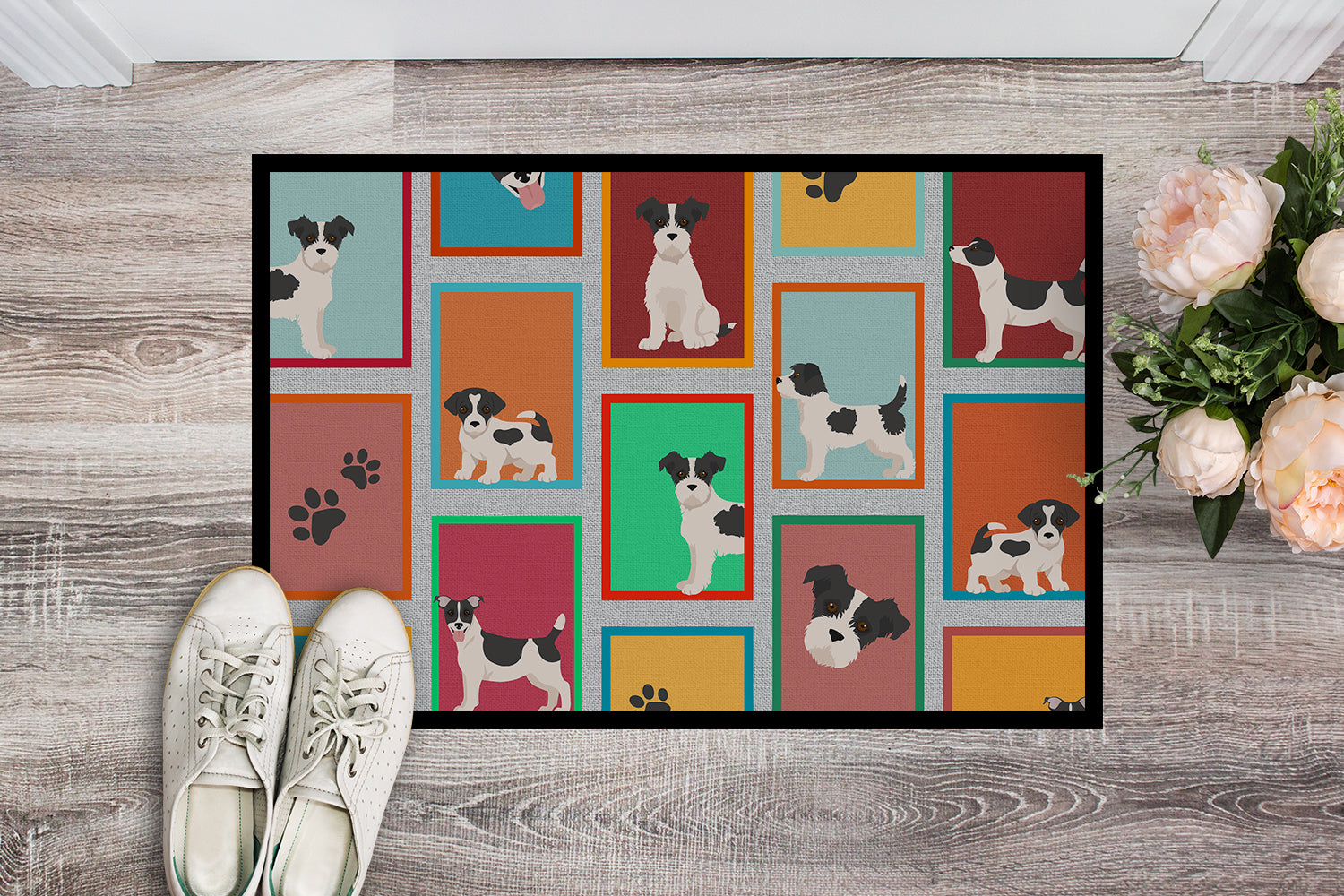 Lots of Jack Russell Terrier Indoor or Outdoor Mat 24x36 - the-store.com