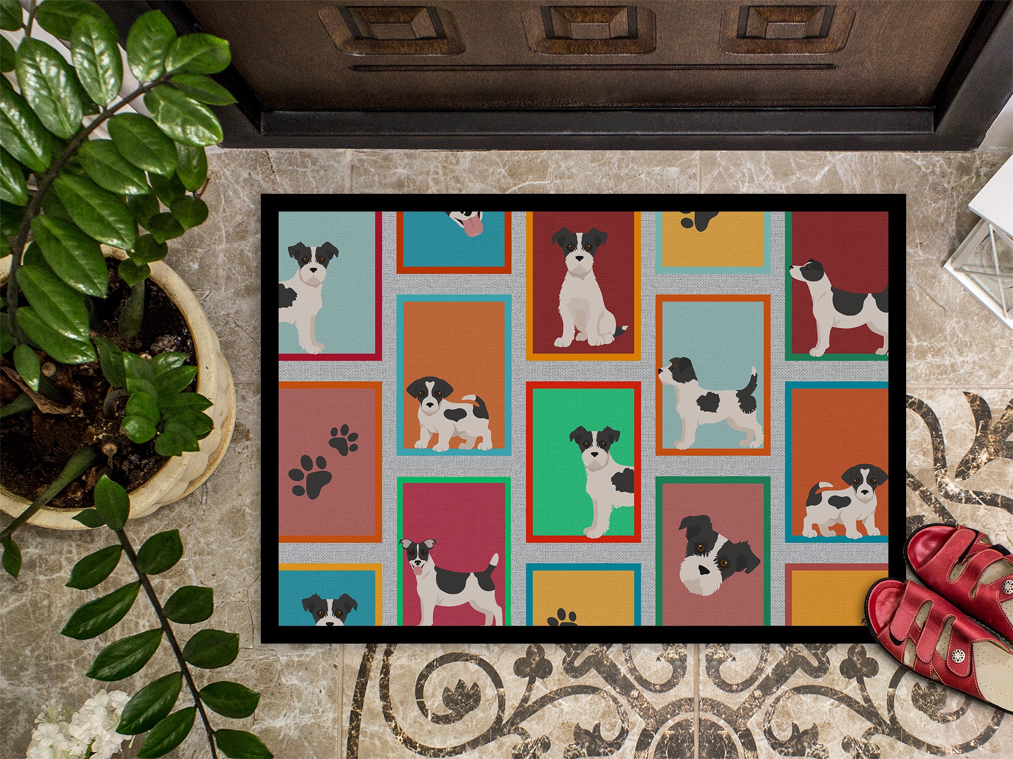 Lots of Jack Russell Terrier Indoor or Outdoor Mat 18x27 - the-store.com