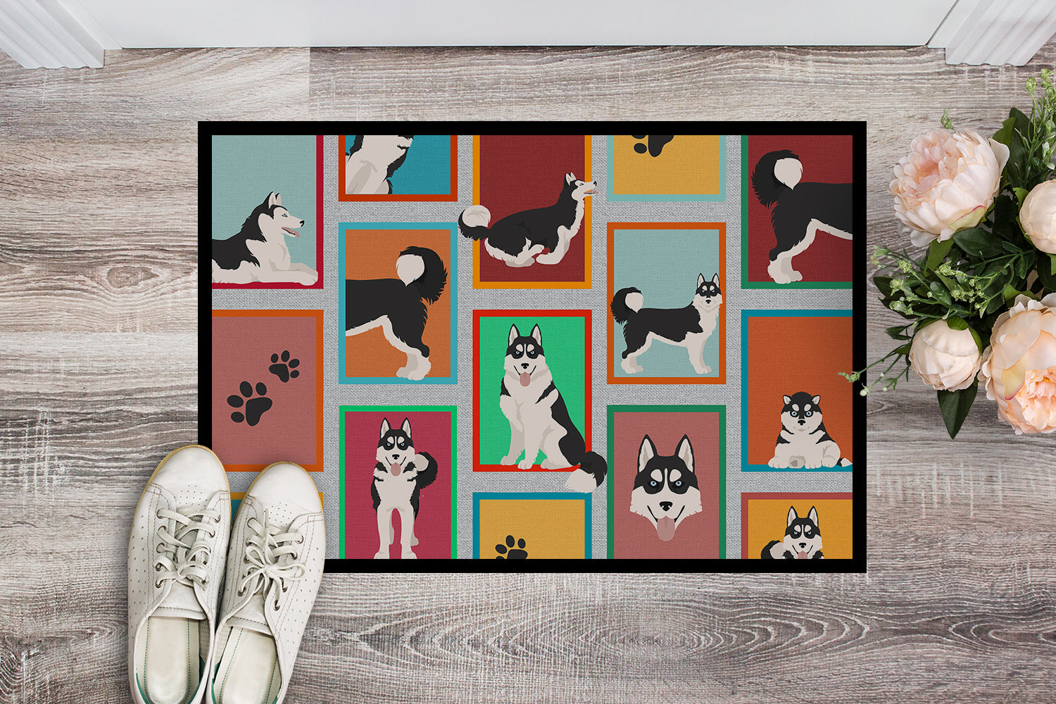 Buy this Lots of Siberian Husky Indoor or Outdoor Mat 18x27