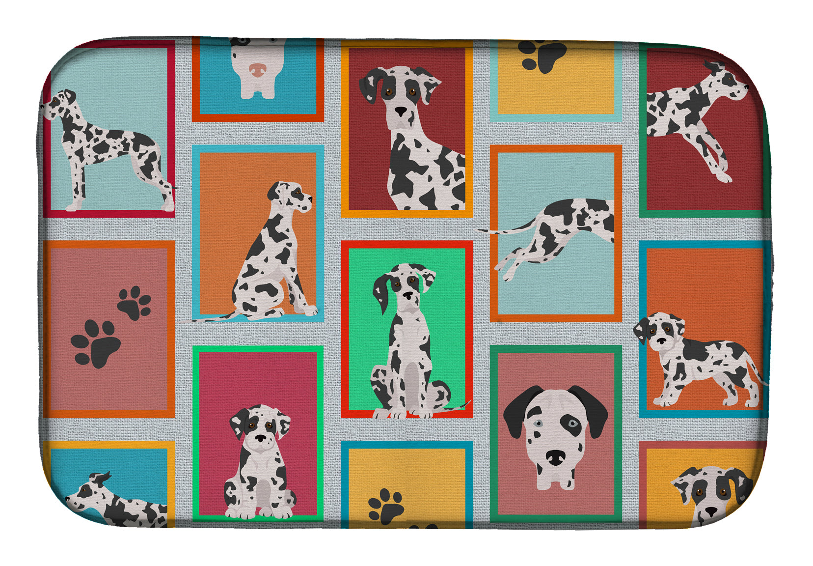 Lots of Harlequin Natural Ears Great Dane Dish Drying Mat  the-store.com.