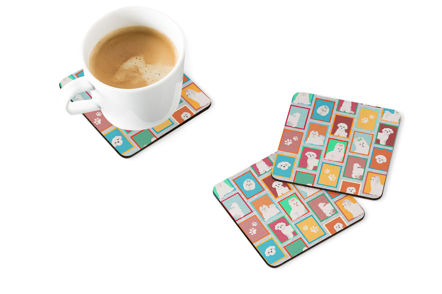 Buy this Lots of Maltese Foam Coaster Set of 4