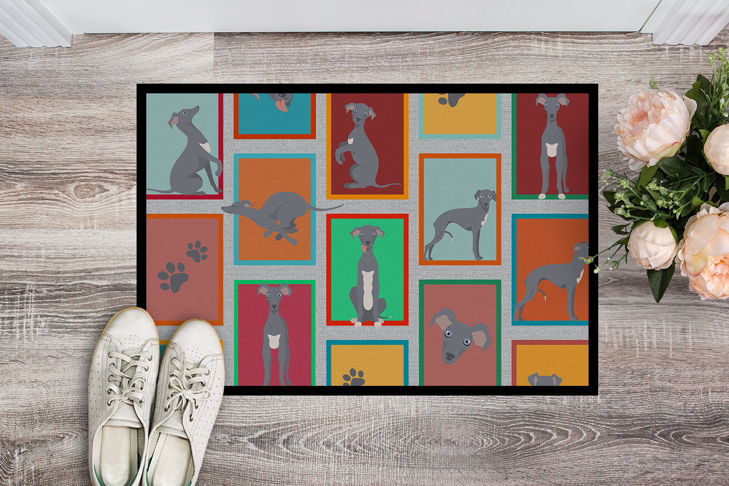 Lots of Italian Greyhound Indoor or Outdoor Mat 24x36 - the-store.com