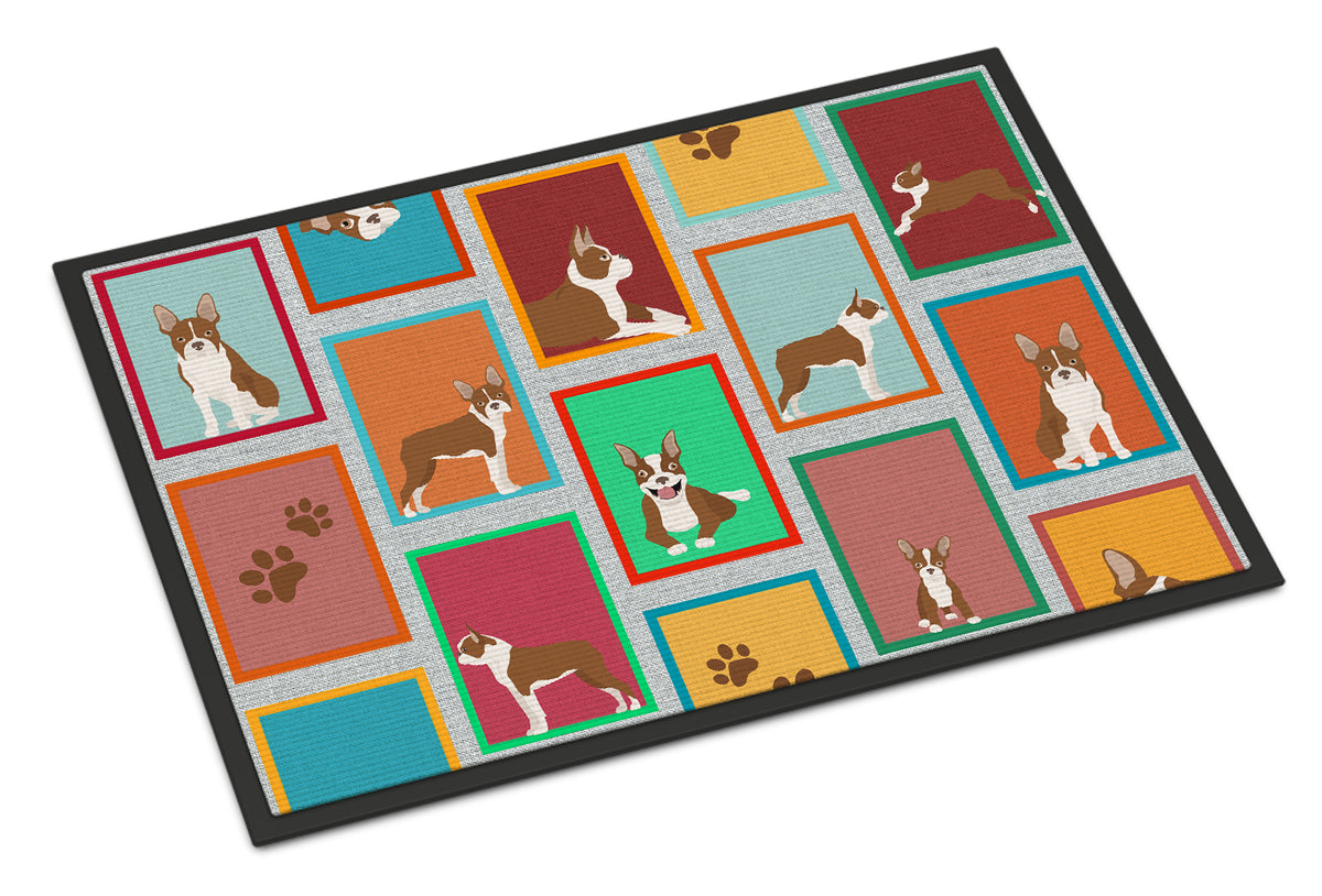 Buy this Lots of Red Boston Terrier Indoor or Outdoor Mat 18x27