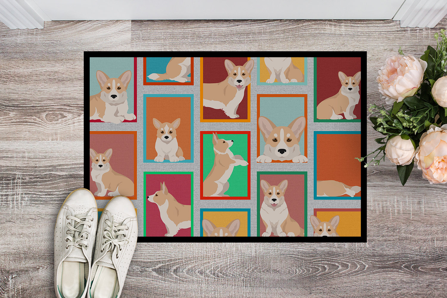 Buy this Lots of Fawn Cardigan Corgi Indoor or Outdoor Mat 18x27