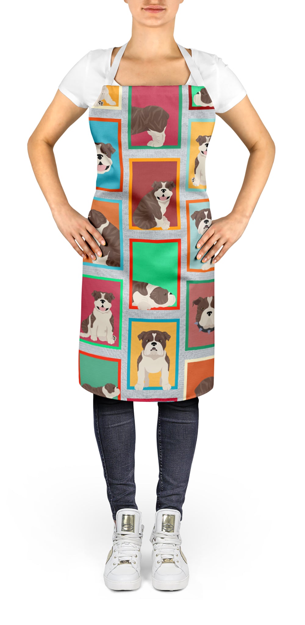 Lots of Brindle English Bulldog Apron  the-store.com.