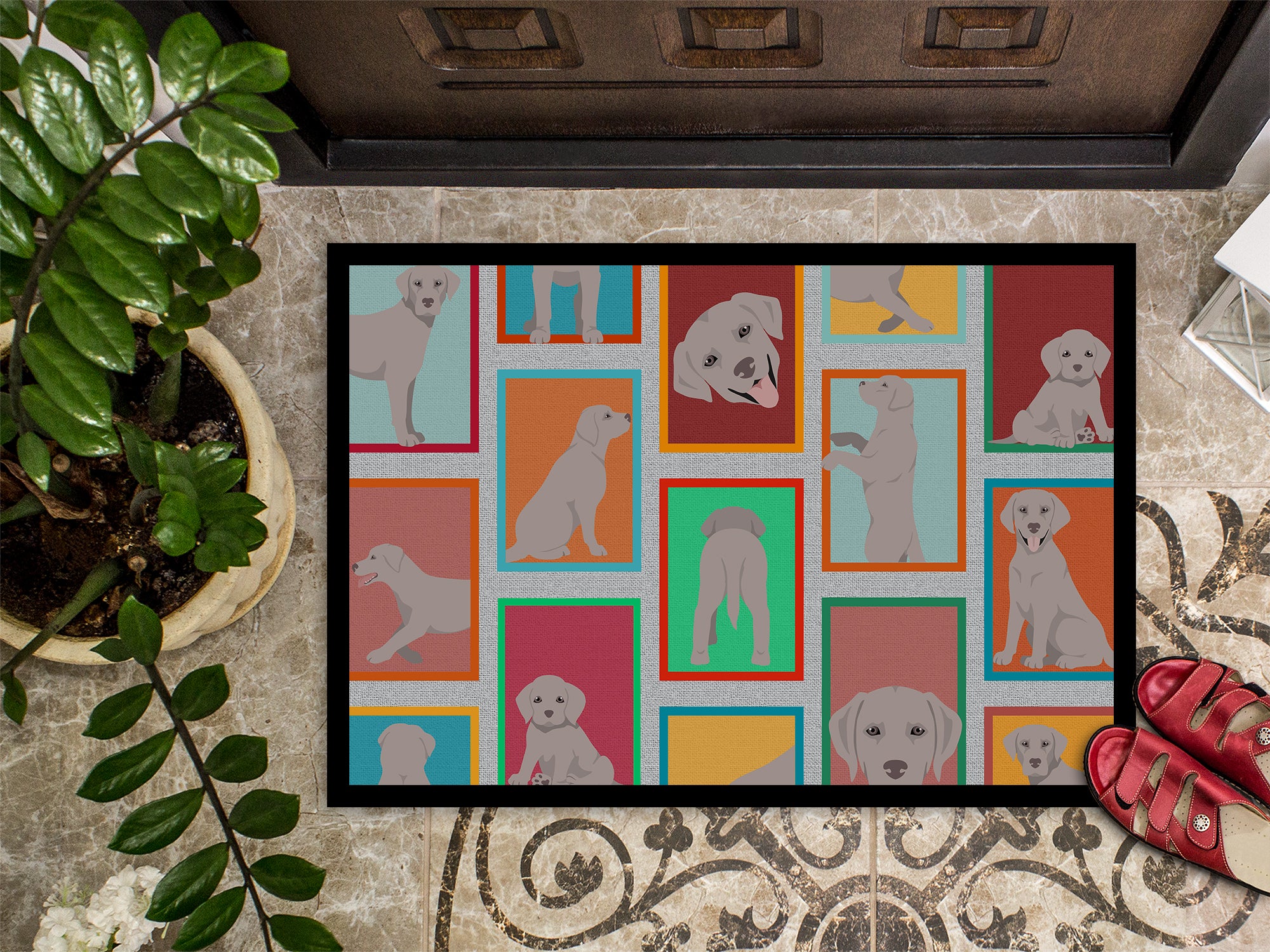 Lots of Grey Labrador Retriever Indoor or Outdoor Mat 24x36 - the-store.com