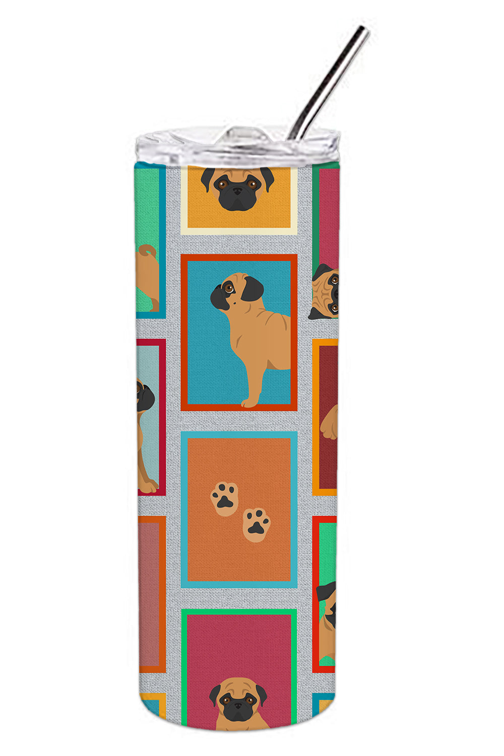 Buy this Lots of Apricot Pug Stainless Steel 20 oz Skinny Tumbler