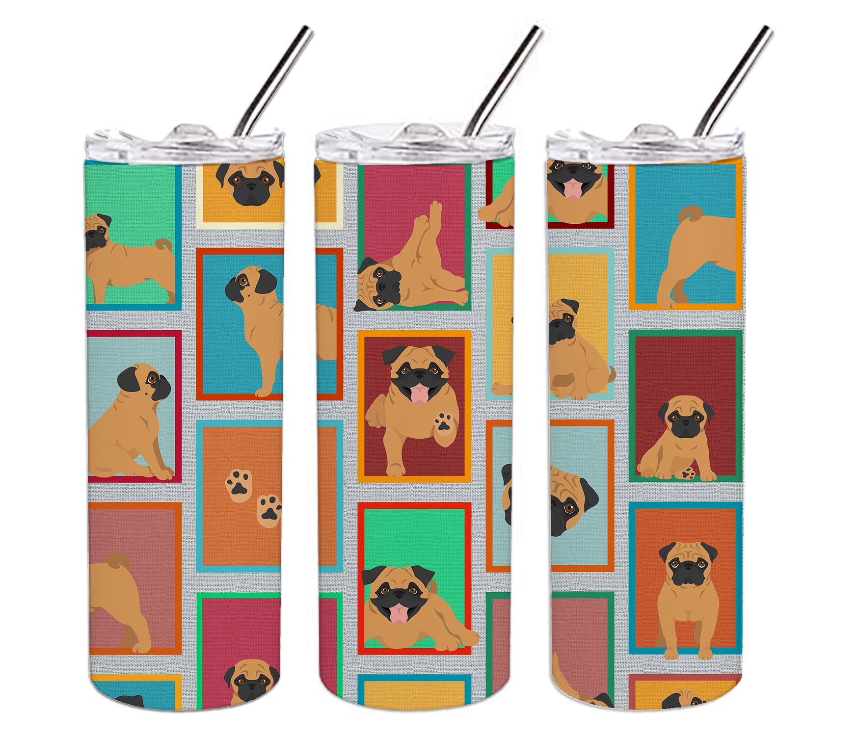 Lots of Apricot Pug Stainless Steel 20 oz Skinny Tumbler - the-store.com