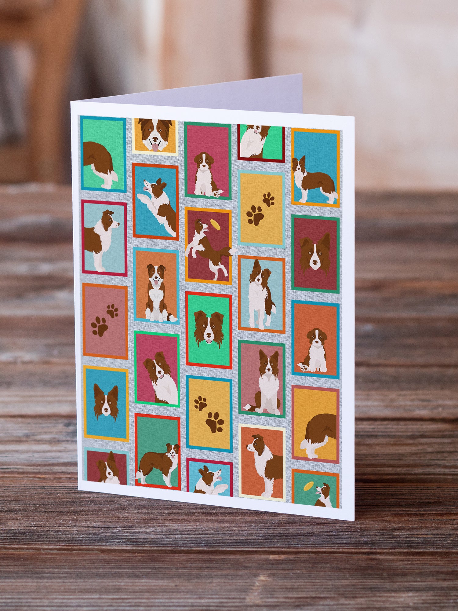 Buy this Lots of Red Border Collie Greeting Cards and Envelopes Pack of 8